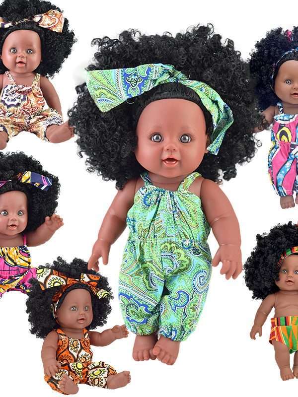 2020 black doll afro long hair 30cm 12inch reborn boneca pop dolls baby  newborn full silicone  baby doll alive toy  poupee