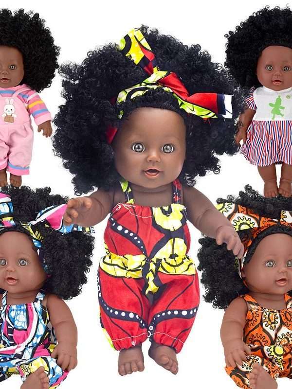 2020 red black doll afro long hair vinyl silicone 30cm 12inch reborn boneca pop dolls bath toy baby doll alive toy poupee