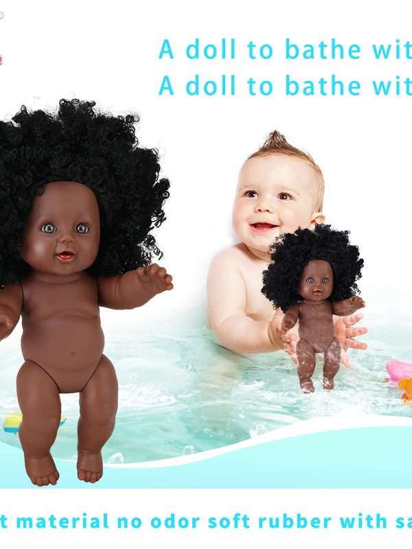 30cm african doll afro black pop hair nake doll reborn alive  1/6 BJD full glue silicone  bath Simulation Baby reborn alive Baby